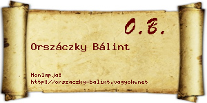 Orszáczky Bálint névjegykártya