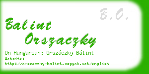 balint orszaczky business card